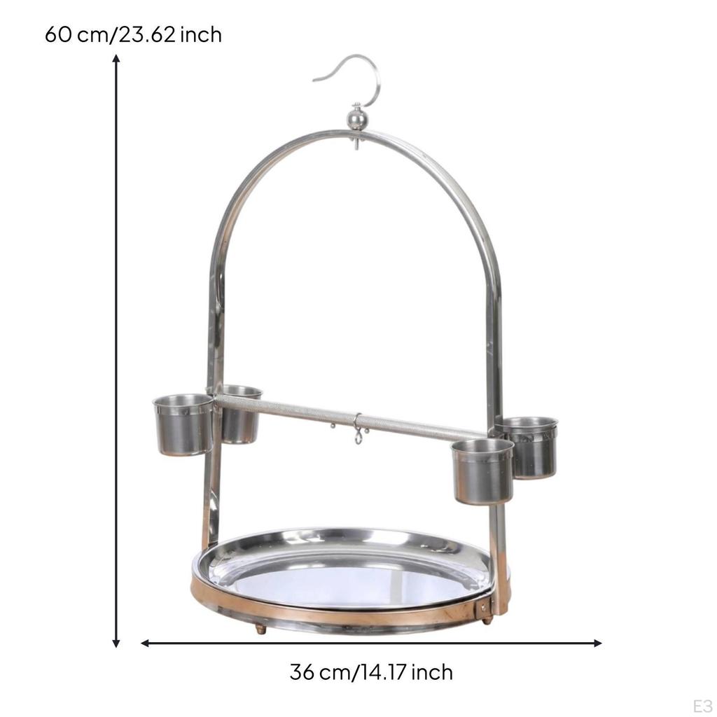 Bird Standing Rack Stainless Avian Perch Stand Round Base