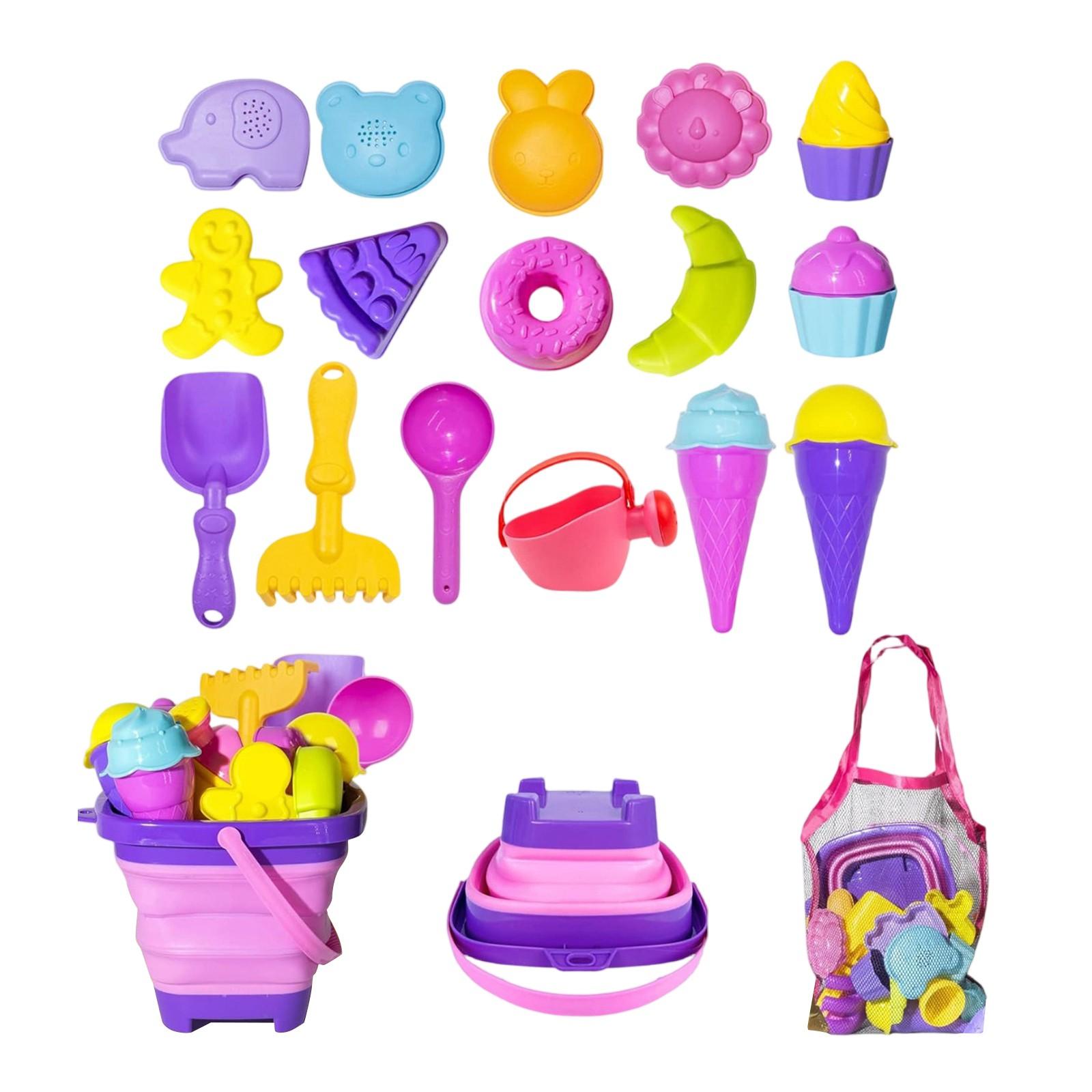 

18 шт. Детские пляжные игрушки, Складные пляжные ведра, Лопатки, Коллекция, Охота за сокровищами, Инструменты, Некоторые стили в случайном цвете One Size