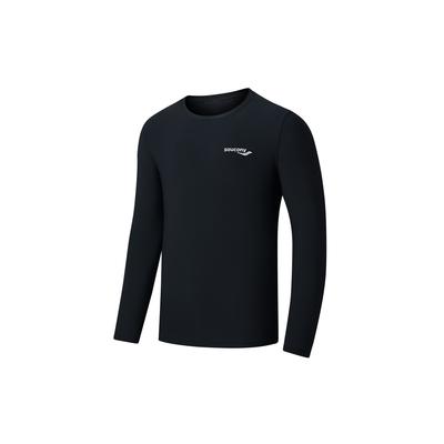 Solid Color Logo Round Neck Pullover Running Knit Quick-Dry Skin-Friendly Breathable Long Sleeve T-Shirt Men Tops Black SC2230118A-BK01