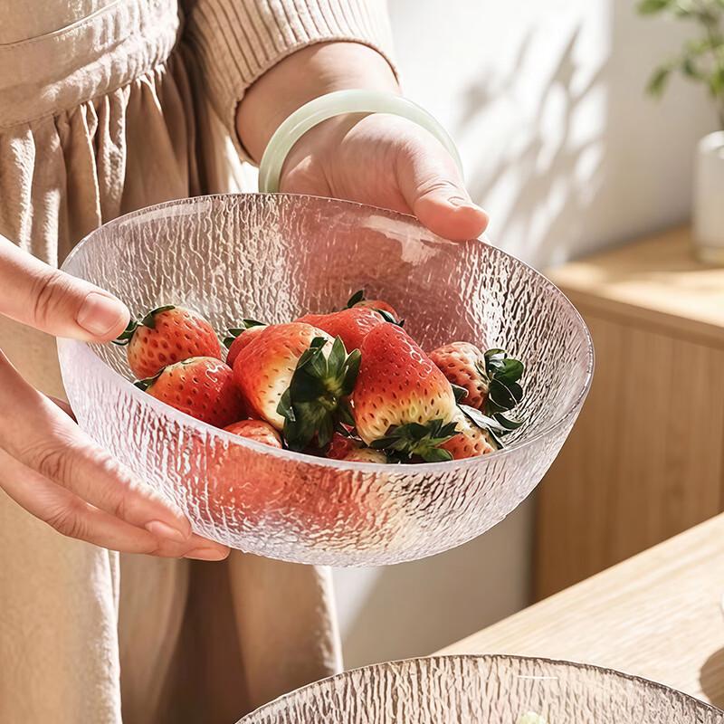 Hammered Clear Glass Salad Bowl