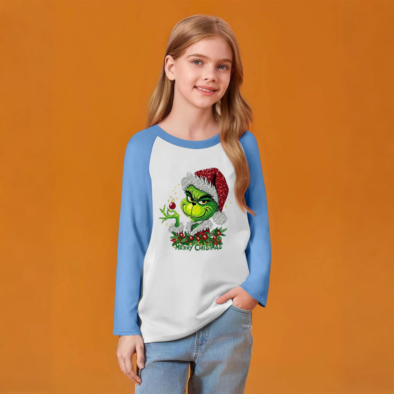 

Детский модный удобный пуловер с рождественским принтом на шее, топ с длинным рукавом 110