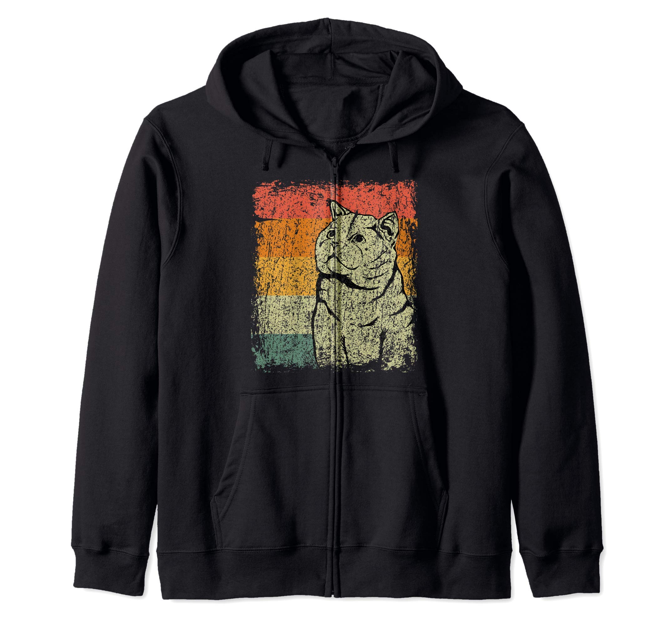 Retro Cat Gift Vintage British Shorthair Cat Zip Hoodie