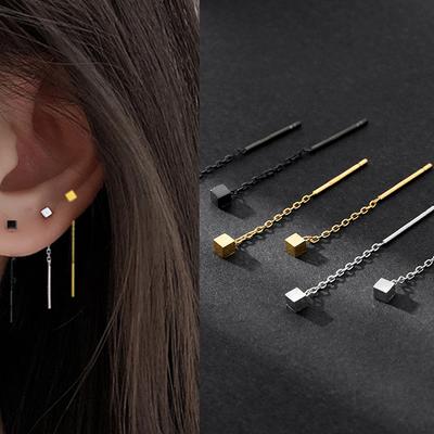 Dame Minimalistische Lange Quaste Ohrringe Frauen Geometrische Quadrat Hängende Ohr Linie Mädchen Party Schmuck