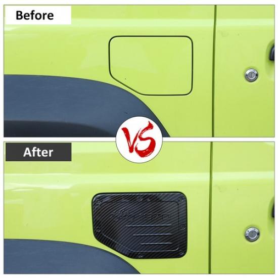 Fuel Tank Filler Door Gas Cap Cover Trim For Suzuki Jimny + Carbon Fiber