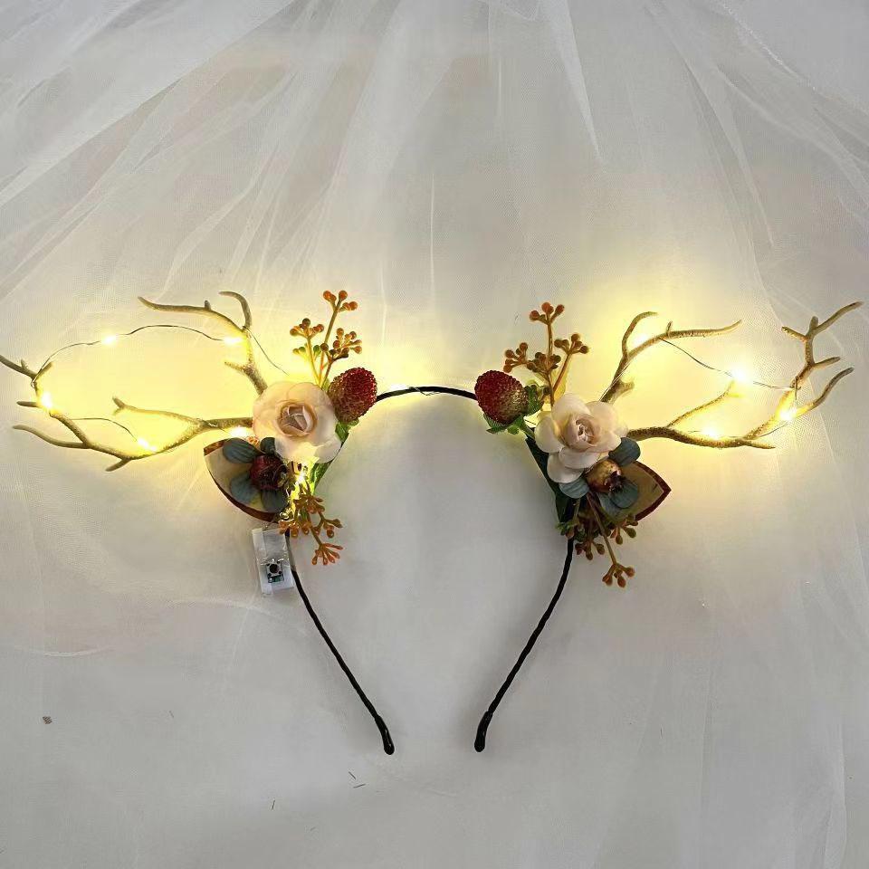 New Luminous Headpiece Elk Antlers Headband Christmas Flash Headband Flower Fairy Party Night Market Toy