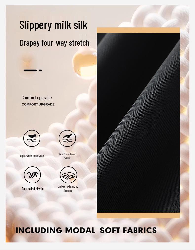 Men's Elastic Milk Silk Fleece-lined Business Casual Pants for Autumn/Winter