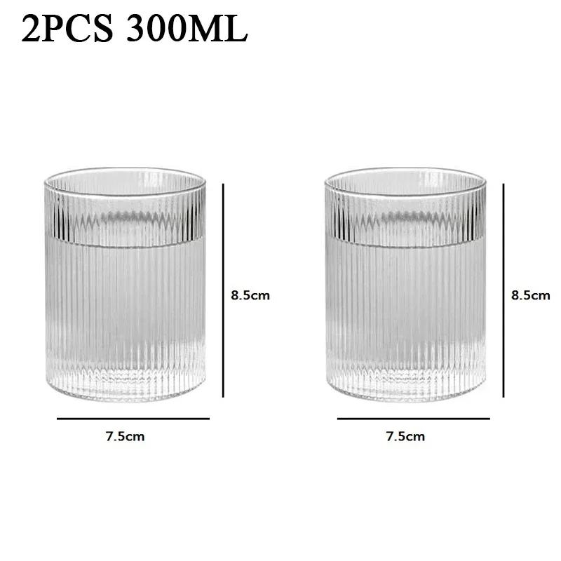 1/2/4/6pcs Vertical Pattern Cup Creative Japanese Glass Wine Juice Drink Coffee Handmade Clear Drinkware Shot Glasses Whiskey