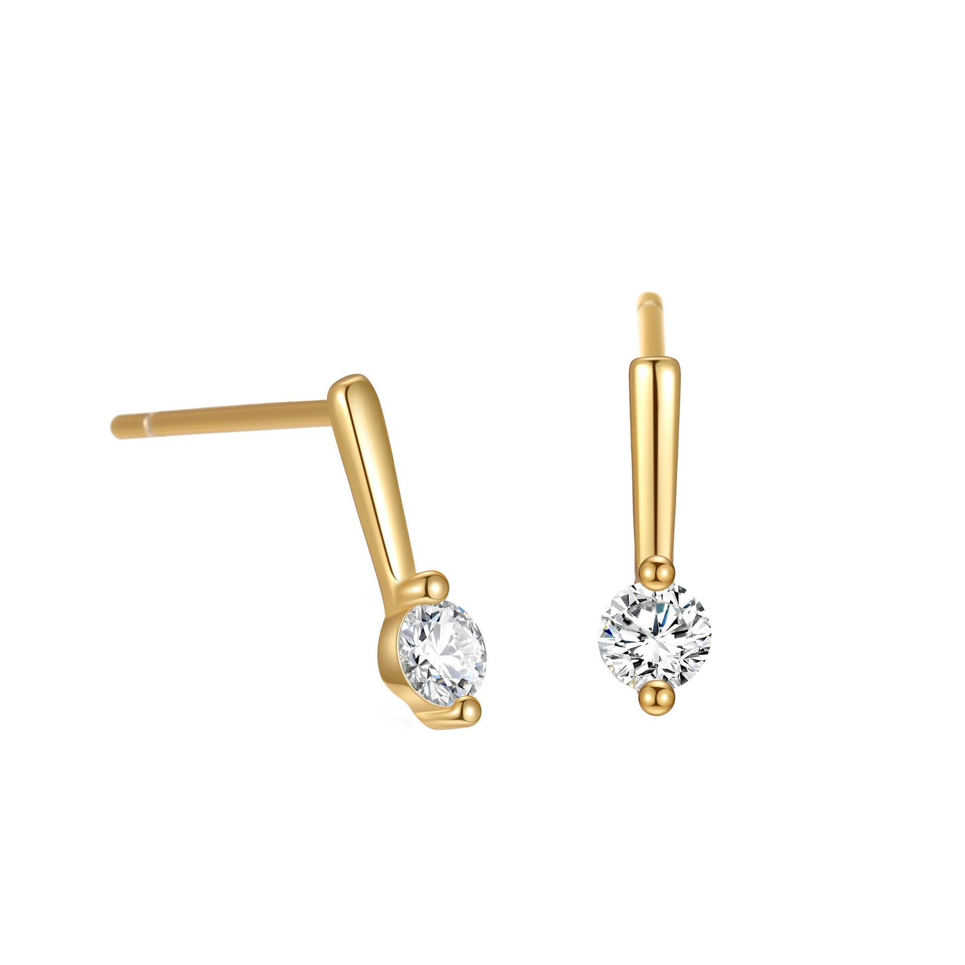 

S925 Sterling Silver Minimalist Zircon Earrings for Women INS Fashion Light Luxury Exquisite Plated 18k Gold Earrings золотий