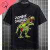 Funny Ghost Boo Riding Mummy Dinosaur Trex Graphic Tshirt Pure Cotton Shortsleeve Casual Humor Style Tee Halloween Clothing