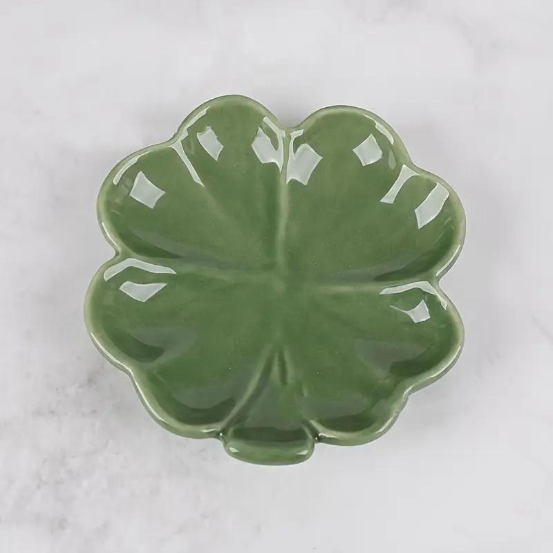 Minimalist Nordic Style Green Clover Leaf Tray | Decorative Cosmetics & Jewelry Storage Organizer for Home Decor