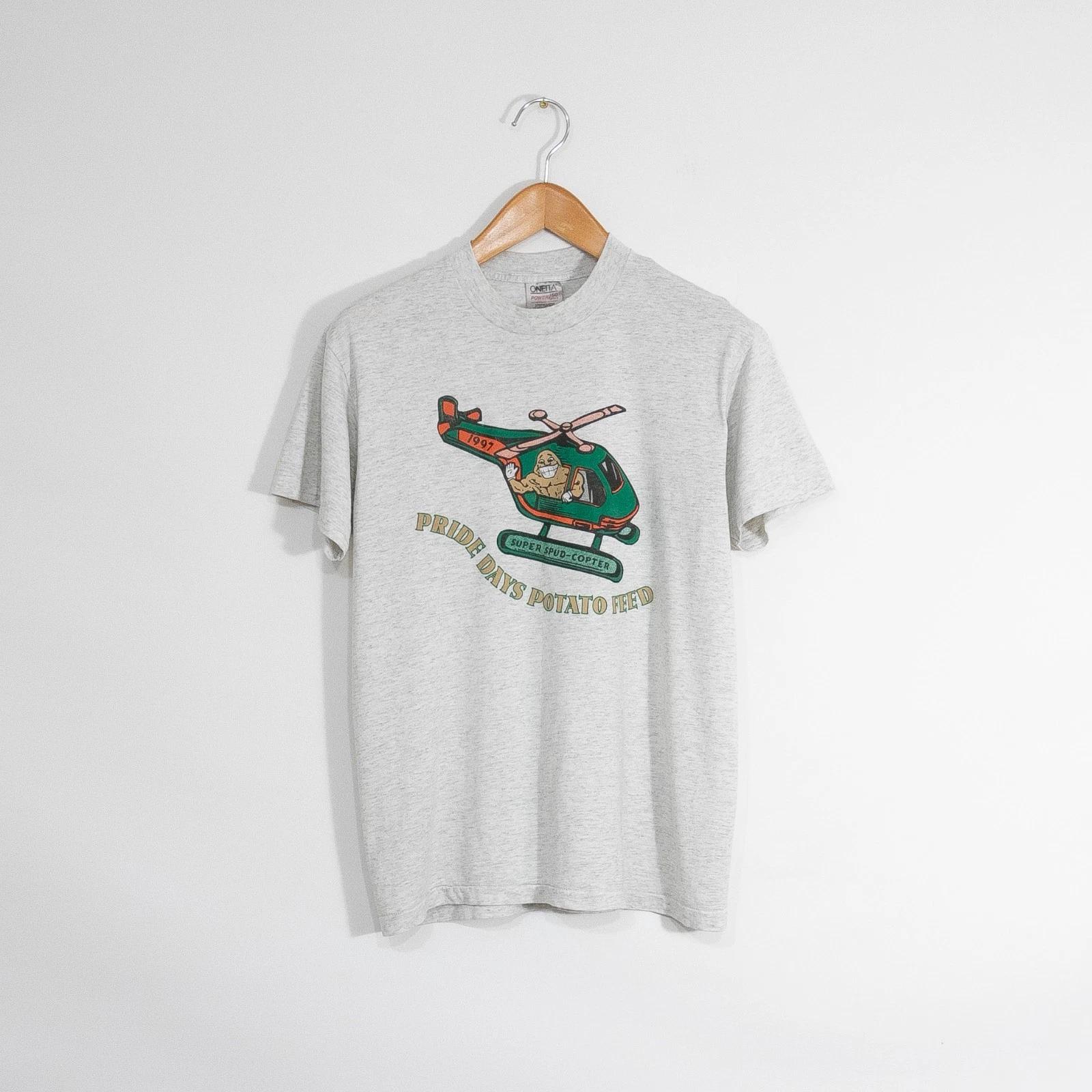Vintage 90s Pride Days Potato Feed T Shirt Mens Medium Single Stitch Helicopter 3XL