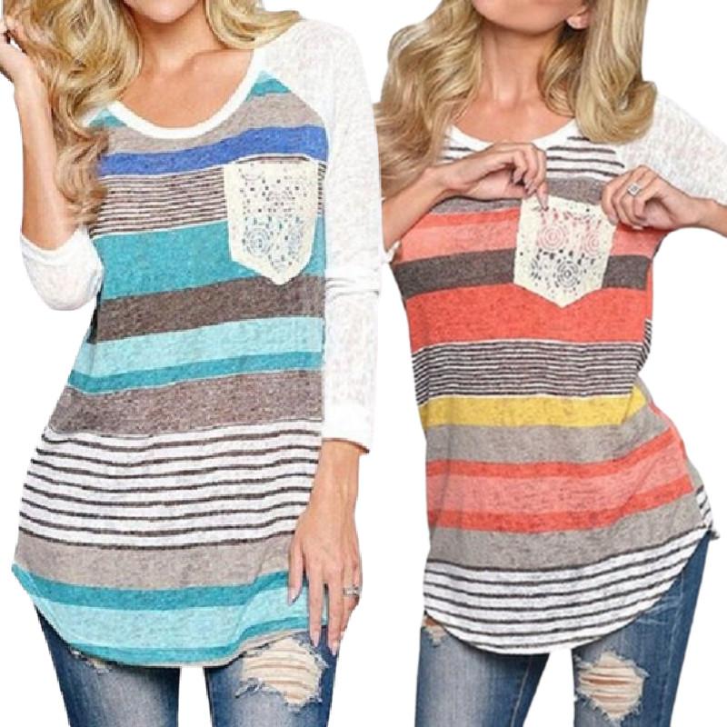 Womens Casual Cotton T Shirt Loose Fit Fashion Shirt Long Sleeve Top For Daily Wear