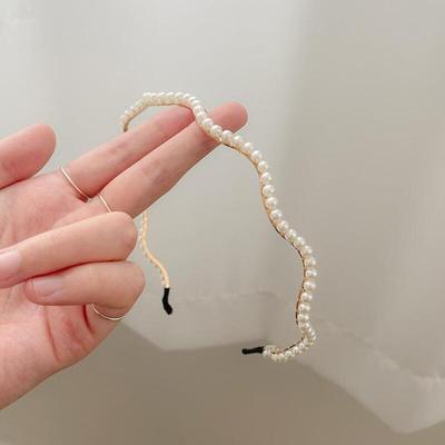 Bahot Headband Hair Wave Cute Women Pearl Beads Pearl