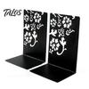 Compact Bookend 2PCS Metal Bookends, L-Shaped Reinforced Support Book Holder, with Non-Slip Large Capacity Holder Pads, Hollow Floral Design