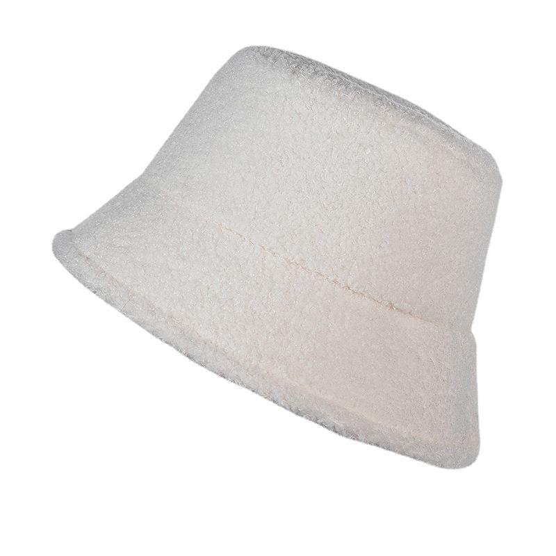Japanese big-eave bucket hat women's autumn and winter new teddy velvet solid color lamb wool warm versatile wide-brimmed basin hat