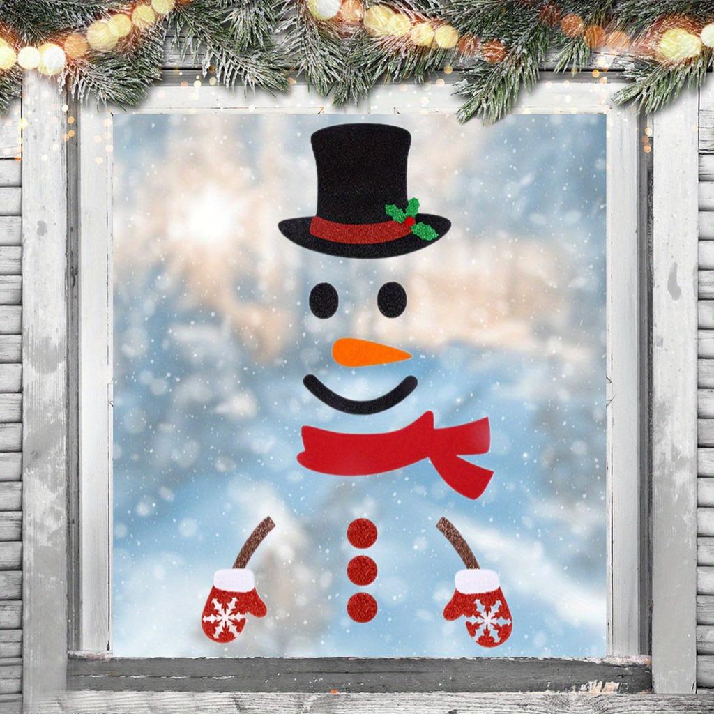 DIY Felt Snowman Christmas Door Stickers - Removable Wall Clings for Festive Home & Window Decor
