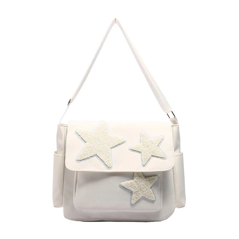 

2025 Crossbody Bag Female Japanese Style Niche Design Star Class Leisure Shoulder Bag Postman s Bag for Women бежевый