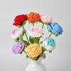 Flor de Crochê de Lã Rosa Artificial Flor que Nunca Murcha Flor Duradoura Design de Textura 3D Floração Romântica para o Dia das Mães