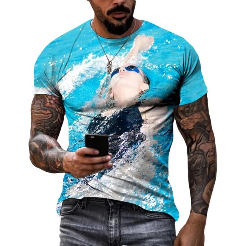 Летняя хип-хоп красота плавание горячая распродажа окрашенная мужская футболка креативная — фото 10