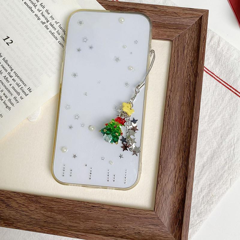 Y2K Trendy Christmas Tree Keychain Cute Star Tassel Keyring Pendant Ins Style Aesthetic Girly Phone Lanyard Bag Charms Xmas Gift