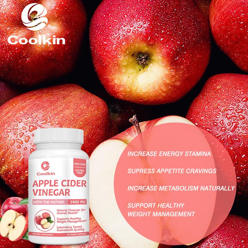 Coolkin Apple Cider Vinegar Capsules, 2400mg, Vegetarian, Dietary Supplement, Suitable for Both Men and Women