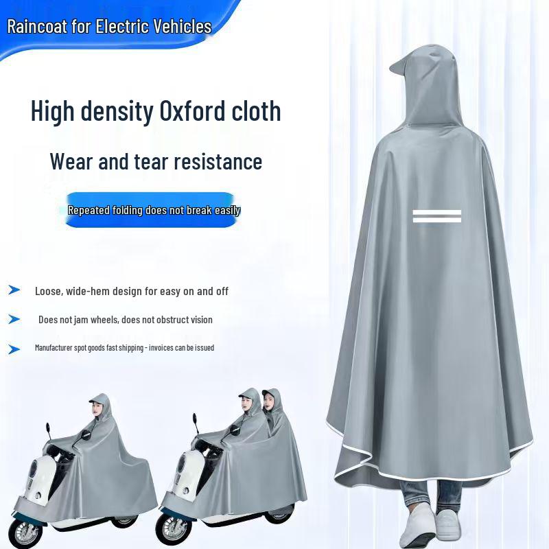 XL Electric Vehicle Raincoat: Anti-Downpour, Full Body Cover for Single/Double Riders, Pedal Motorbike Use