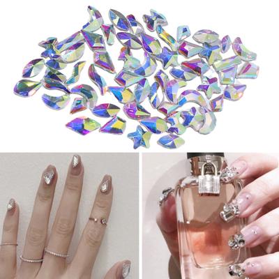 50 pezzi di strass per unghie in vetro Aurora, gemme per nail art fai da te, strass per unghie a fondo piatto, per splendidi look da festa