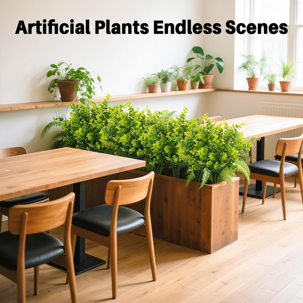 4PCS Outdoor Fake Plants - Small Fake Plants for Outside Fake Plant Artificial Greenery Outdoor Decor for Patio Wall Apartment Home Front Porch Decor