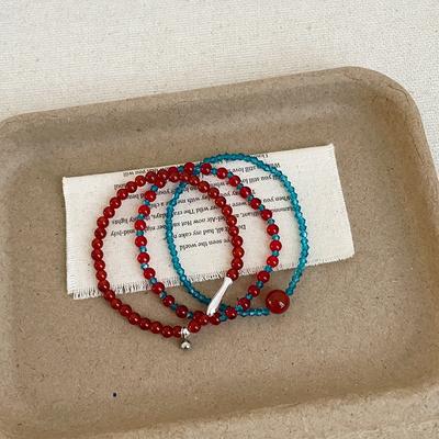 Contrasting Color Agate Crystal Beaded Elastic Rope Bracelet Women'S Light Luxury Niche Personality Unique Fashion Versatile Bracelet Jewelry