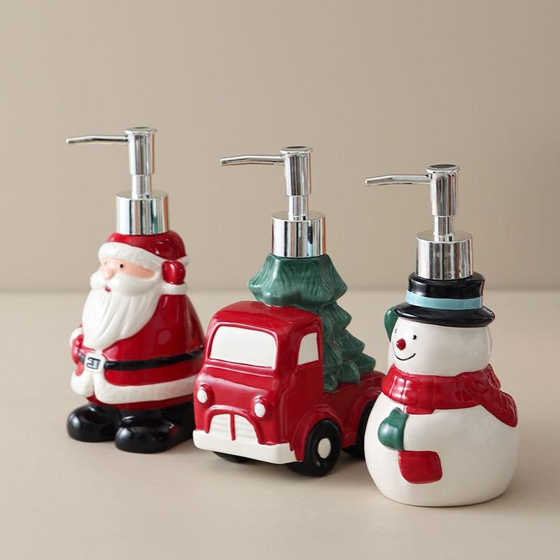 Moisture Bottled Hotel Press Soap Dispenser Bathroom Accessories Painted Christmas Ceramic Lotion Bottle Hand Sanitizer Shampoo