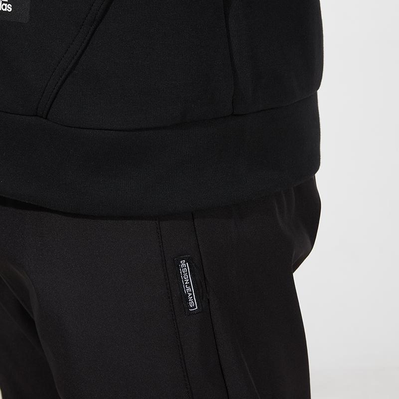 Adidas Essentials საწმისის Doubleknit სრული Zip Hoodie ქურთუკი მამაკაცის outerwear შავი HA1416