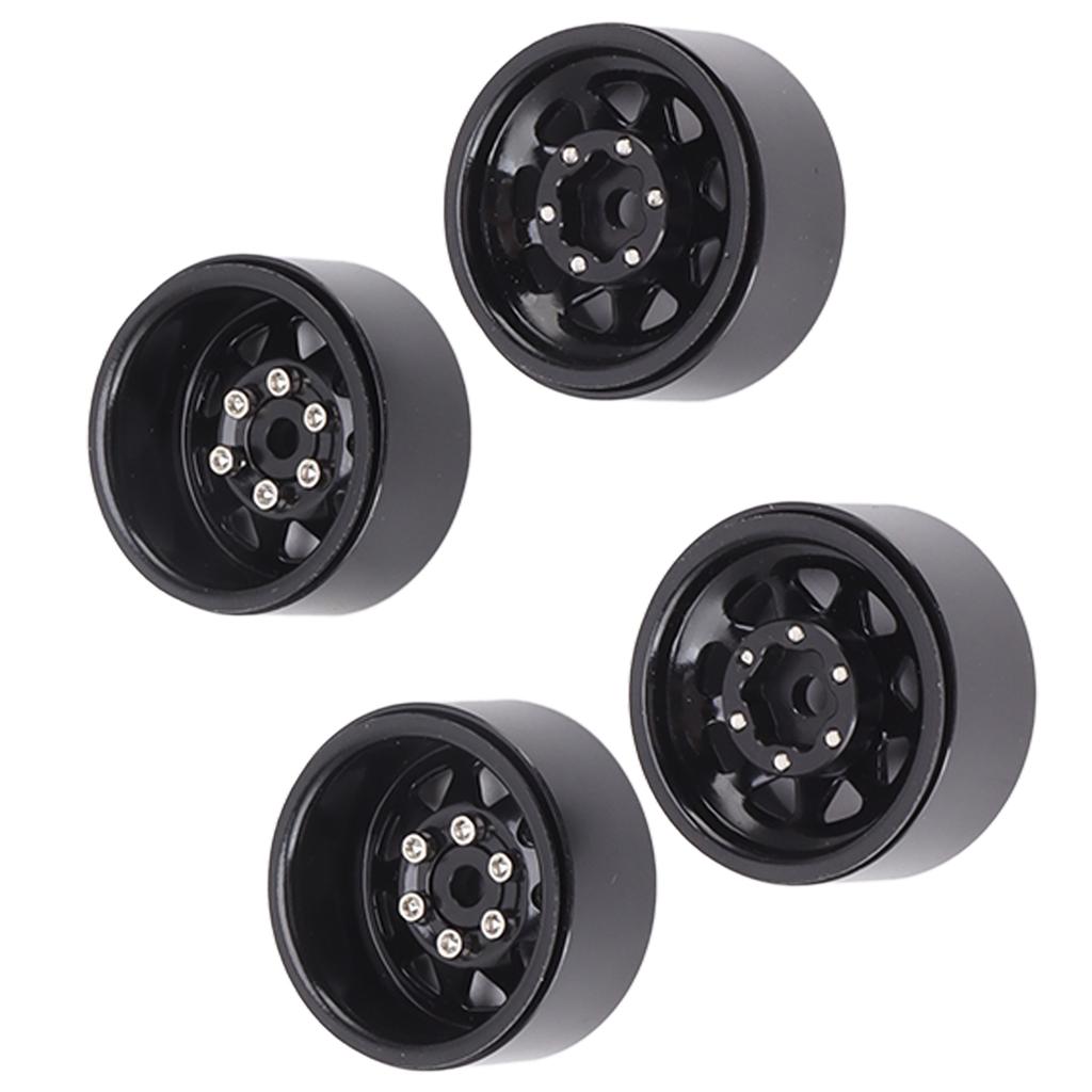 4Pcs Beadlock Wheels 1in Deep Groove Universal for Traxxas ATV RC Car Body Parts with Screws Black