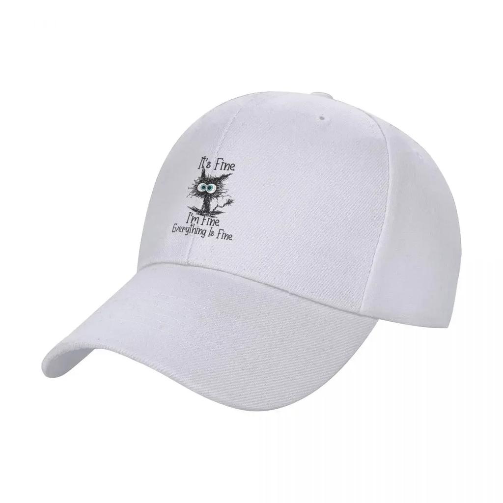 New Its Fine Im Fine Everything Is Fine Funny Black Cat Baseball Cap Hat Beach Golf Hat Unisex hard hat Women Hats Unisex's