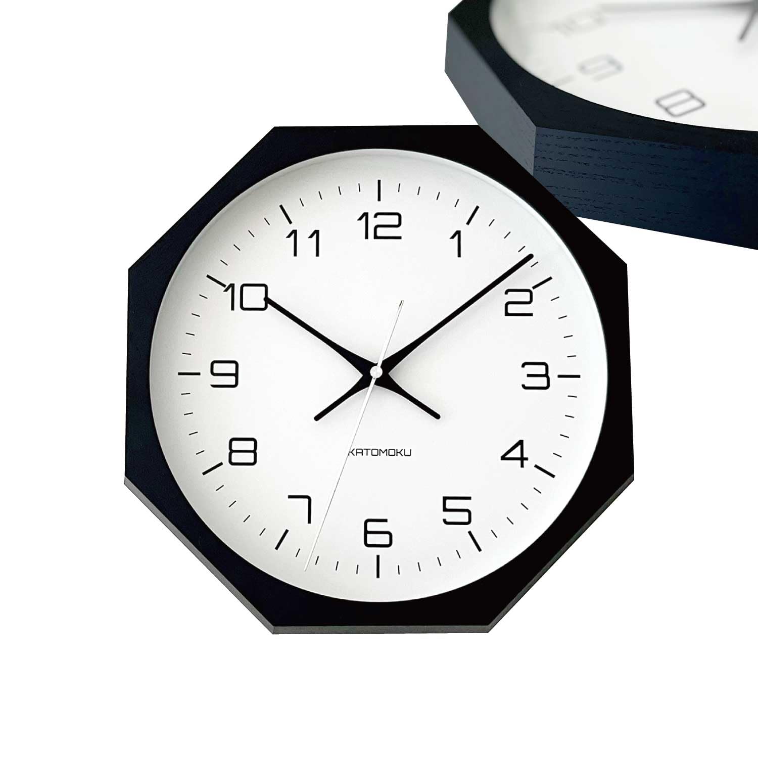KATOMOKU muku clock 11 Octagonal Black