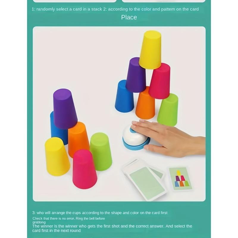 1 SET/54 Kart 12 Bardak 1 Sesli Oyun Seti Puzzle Yarışması Bardak Dizme Masa Oyunları Dizme Kule Oyunları, Noel Hediyeleri Etkileşimli Oyuncaklar