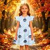 Kids Casual Halloween Printed Sleeve Dress for Party and Holiday