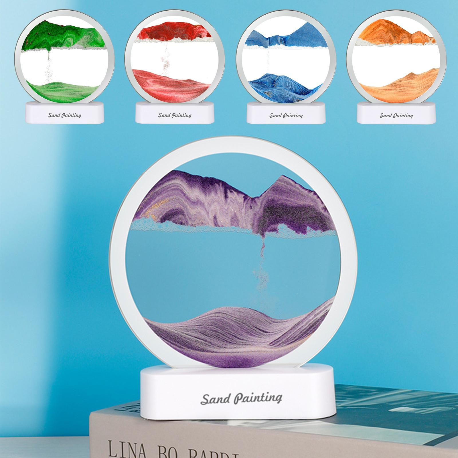 

3D Moving Sand Art, 7.48in 360° Rotating Hourglass Decoration, Creative Art Sand Art Liquid Motion зелений