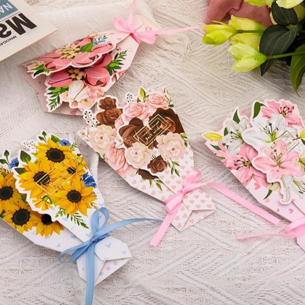 Papier basteln Grußkarte Sonnenblume/Rose/Nelke/Lilie Einladungskarte Valentinstag