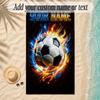Soccer Theme Soft Beach Towel Personalized Custom Name Text Towel Portable for Beach Pool Travel