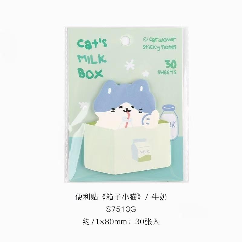 Kawai Lovely Box Kitten Cute Cartoon Animal Special Shaped Note High Value Handbook Message Office N Times Sticker Sticky Gift