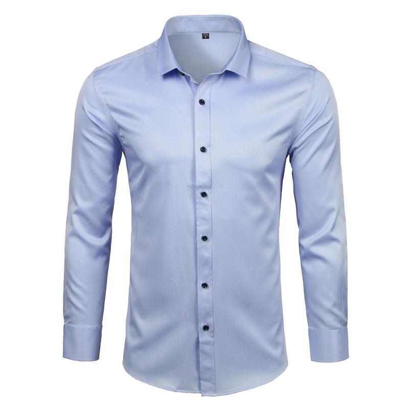 New Men's Minimalist Slim Fit Long Sleeve Shirts Classic Business Solid Color Office Shirt Casual Men's Clothing Tops