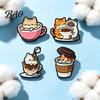 Bag Decor Pin Cartoon Coffee Cup Cat Brooch, Kitten Enamle Lapel Pin, Animal Daily Outfit Brooch Theme Alloy Badge, Clothing Accessories for Lovers