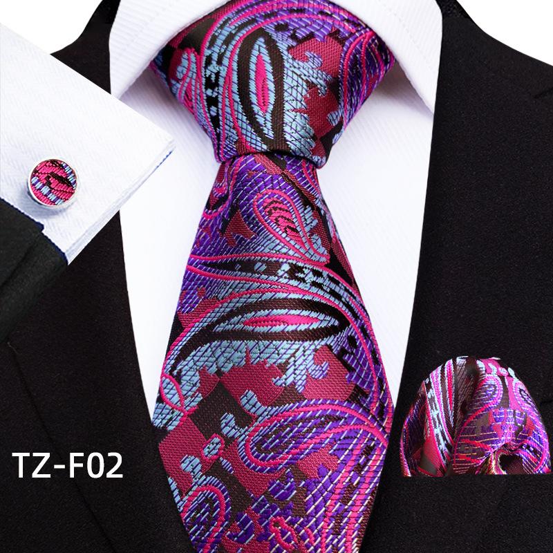 2025 Paisley Floral Men's Tie, Pocket Square & Cufflinks Set