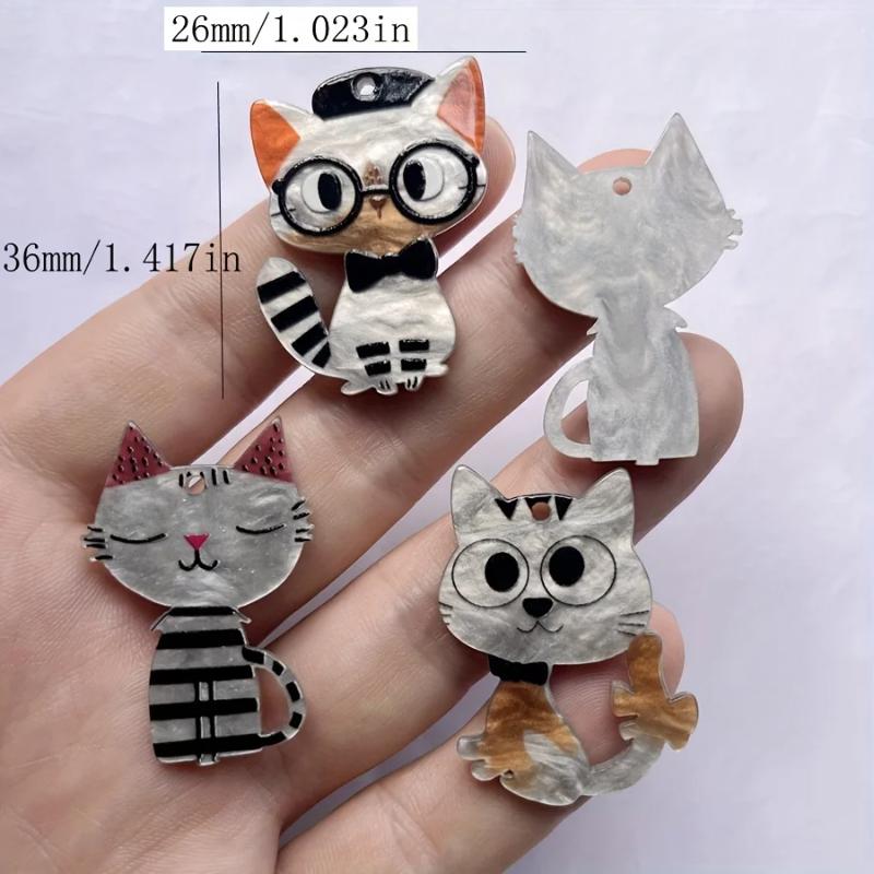 6 pieces mix kawaii  cute cat flat embellish diy jewelry necklace embellish Pendant hair accessories