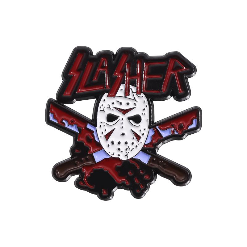 Halloween Horror Brooch Enamel Pins Custom Masked killer Brooches Lapel Badges Funny Jewelry Gift for Friends