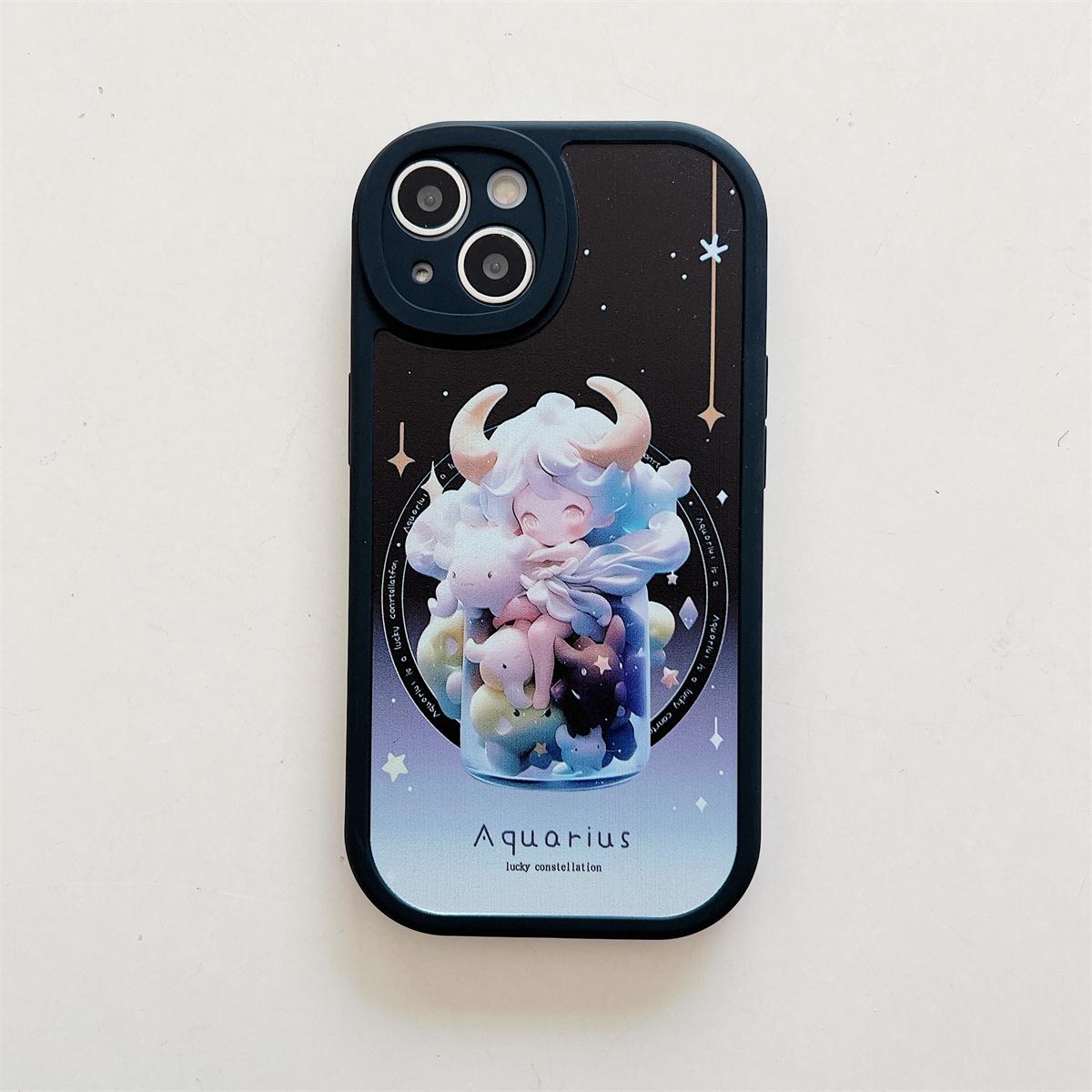 

Симпатичный Мягкий ТПУ с узором Водолея, модный чехол для телефона iPhone Samsung Vivo Xiaomi Oppo Infinix iPhone 14 Plus чёрный