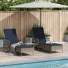 Sun Lounger Set 3 pcs Gray and Navy Blue 200 x 55 x 92 cm