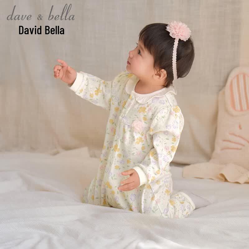 DAVE & BELLA Baby Girl Flower Print Knit Romper