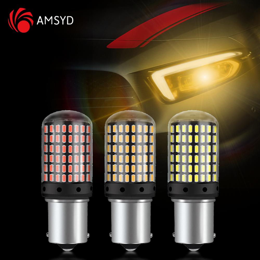 2pcs Car LED 1156 BA15S P21W BAU15S PY21W 1157 BAY15D 7443 LED Bulbs 144SMD CanBus Lamp Reverse Turn Signal Light Bulbs 7