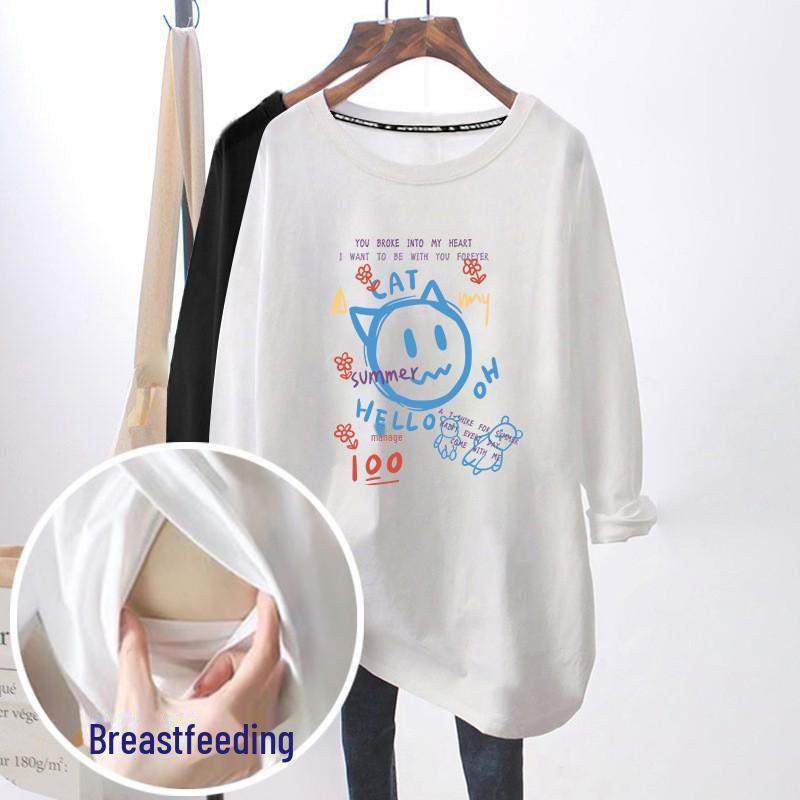 

Стильні топи для вагітних на осінь/зиму - модні футболки для годування грудьми для мам, універсальний верхній одяг великих розмірів Double Extra Large (2XL)